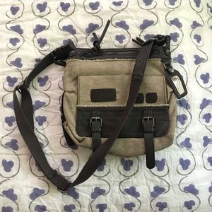 Brown and tan sherpani cross body bag